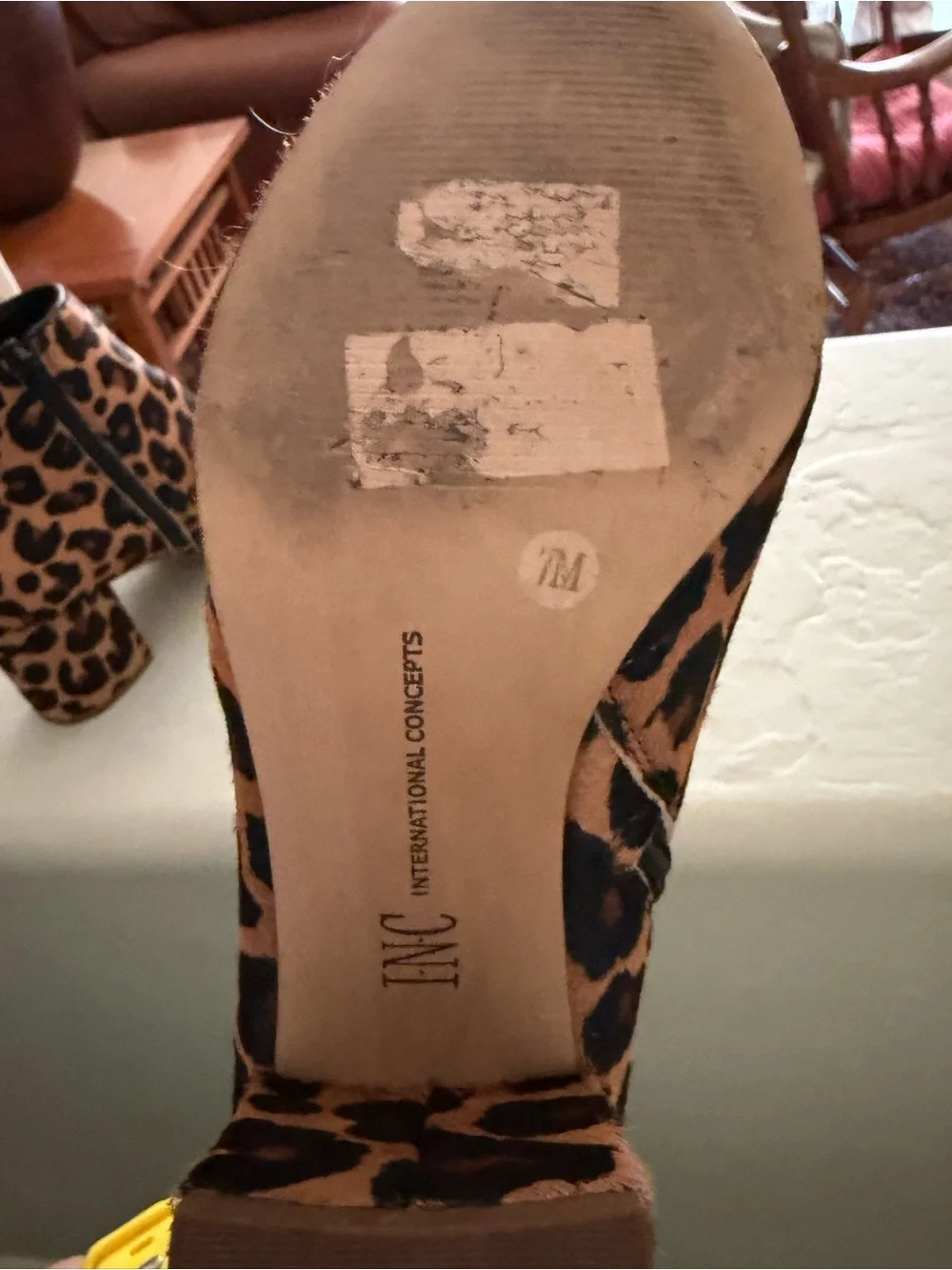 INC International Concepts Leopard Print Ankle Booties in Brown and Black